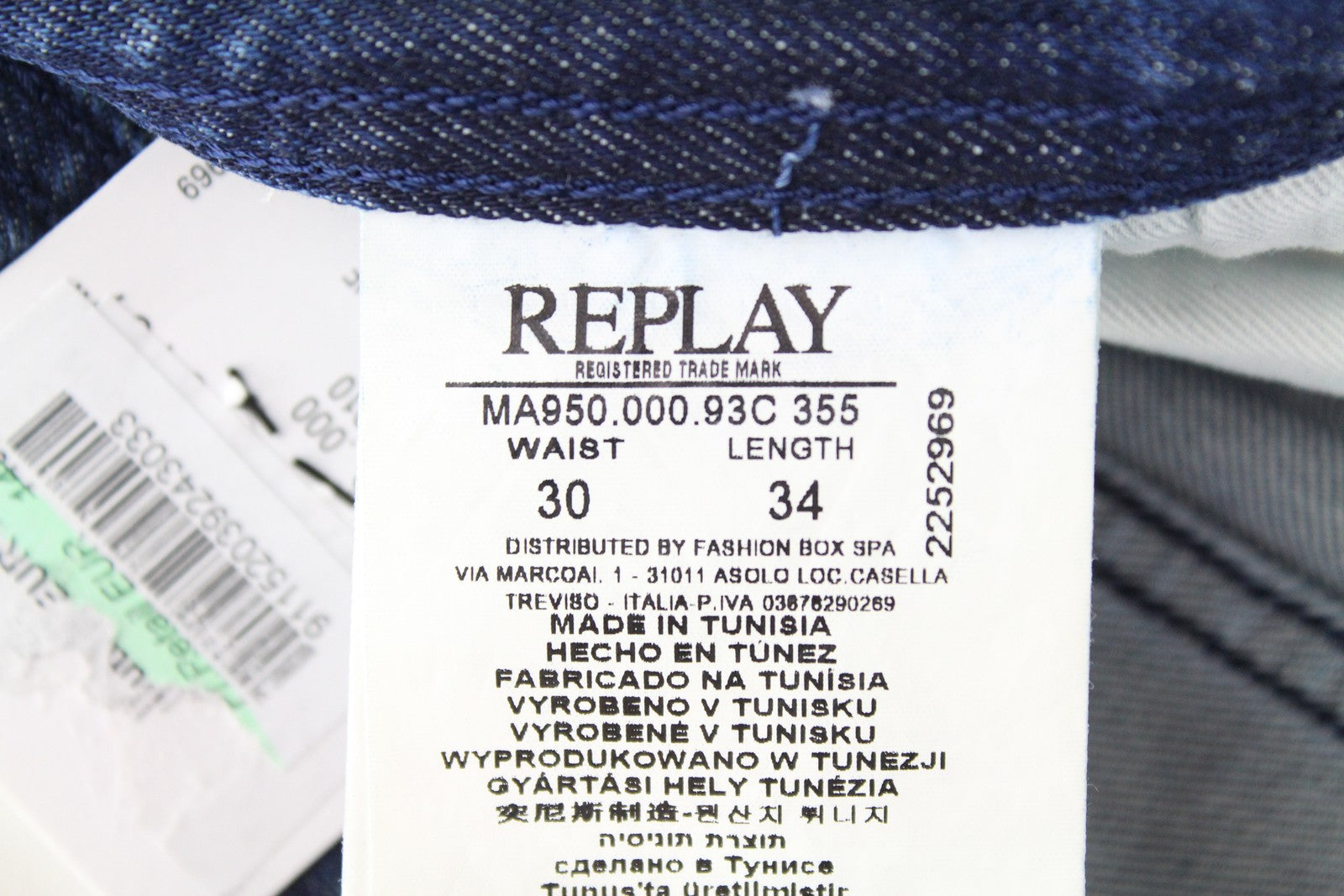 REPLAY Rob vyriški džinsai W30/L34 tiesaus kirpimo, siaurėjantys, mėlyni, tamprūs, plėšyti medvilniniai džinsai 