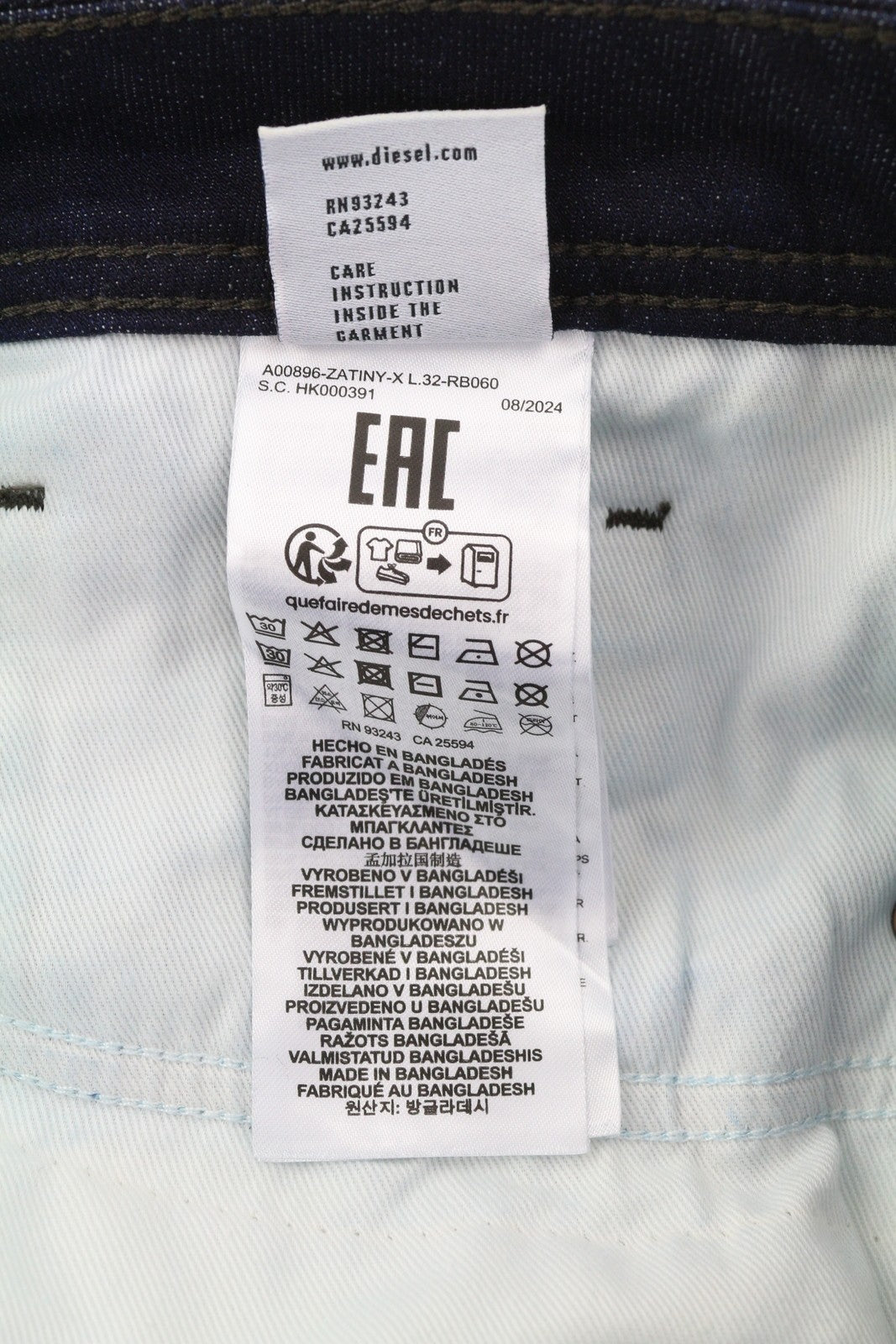 DIESEL Zatiny RB060 vyriški džinsai W36/L32, laisvo kirpimo, su sagomis, tamsiai mėlyni, džinsinio audinio. 