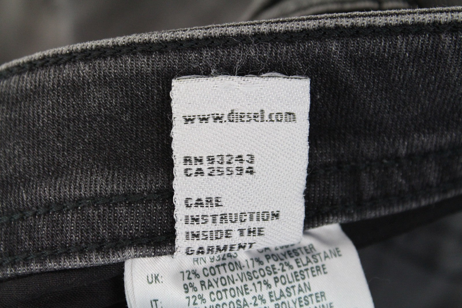 DIESEL Thommer R266U vyriški džinsai W38/L32 Slim Skinny Fit medvilniniai pilki skalbto džinso audiniai 