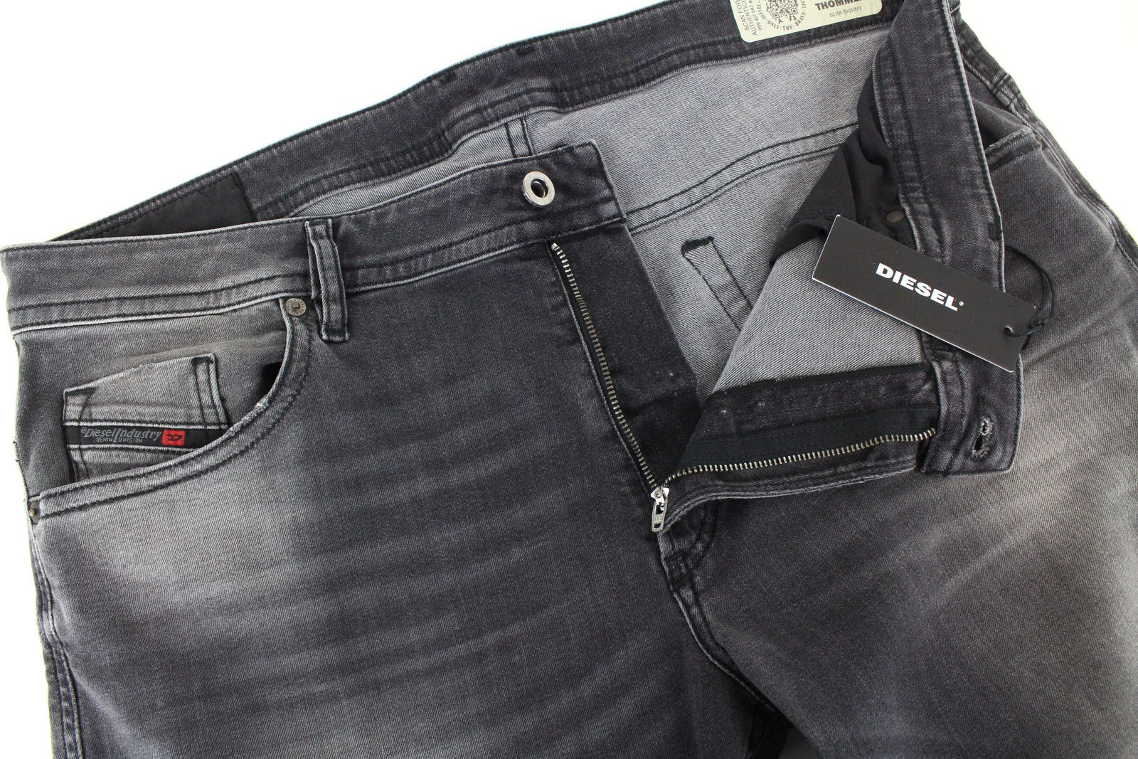 DIESEL Thommer R266U vyriški džinsai W38/L32 Slim Skinny Cotton Stretch Fit pilki skalbinių drabužiai 