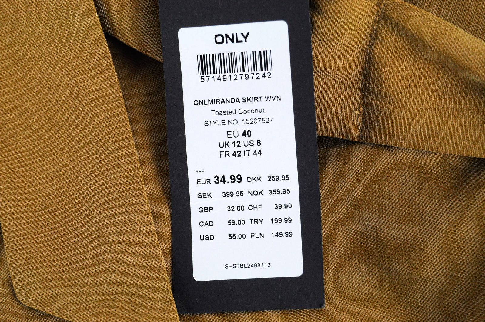 ONLY Miranda Women Skirt EU40 Brown Belted Pocketed Pull-On Mini Stretch Fit