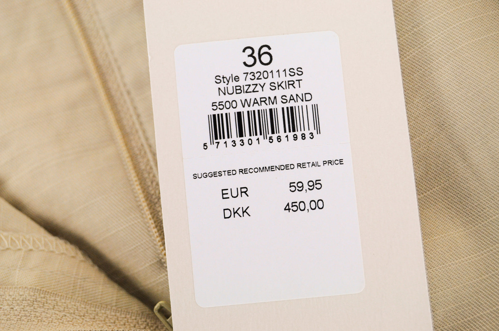 NUMPH Nubizzy Women Skirt EU36 Sand Beige Short Belted Zip-Fly Cotton Stretch