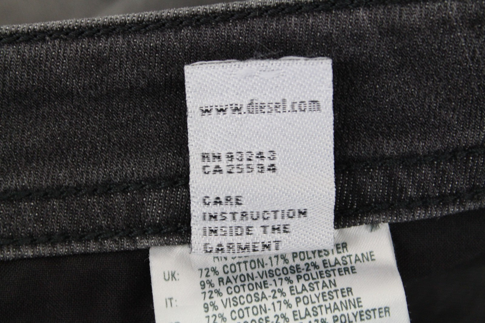 DIESEL Thommer R266U vyriški džinsai W30/L32 Slim Skinny Fit pilki medvilniniai plėšytų audinių džinsai 