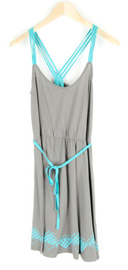 EVEN & ODD Women Dress XL Grey Lightweight Cross Strap Short Cotton Summer Fit