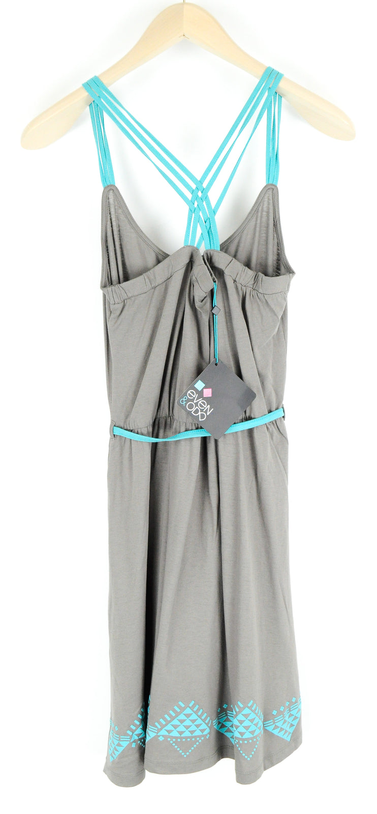 EVEN & ODD Women Dress XL Grey Lightweight Cross Strap Short Cotton Summer Fit