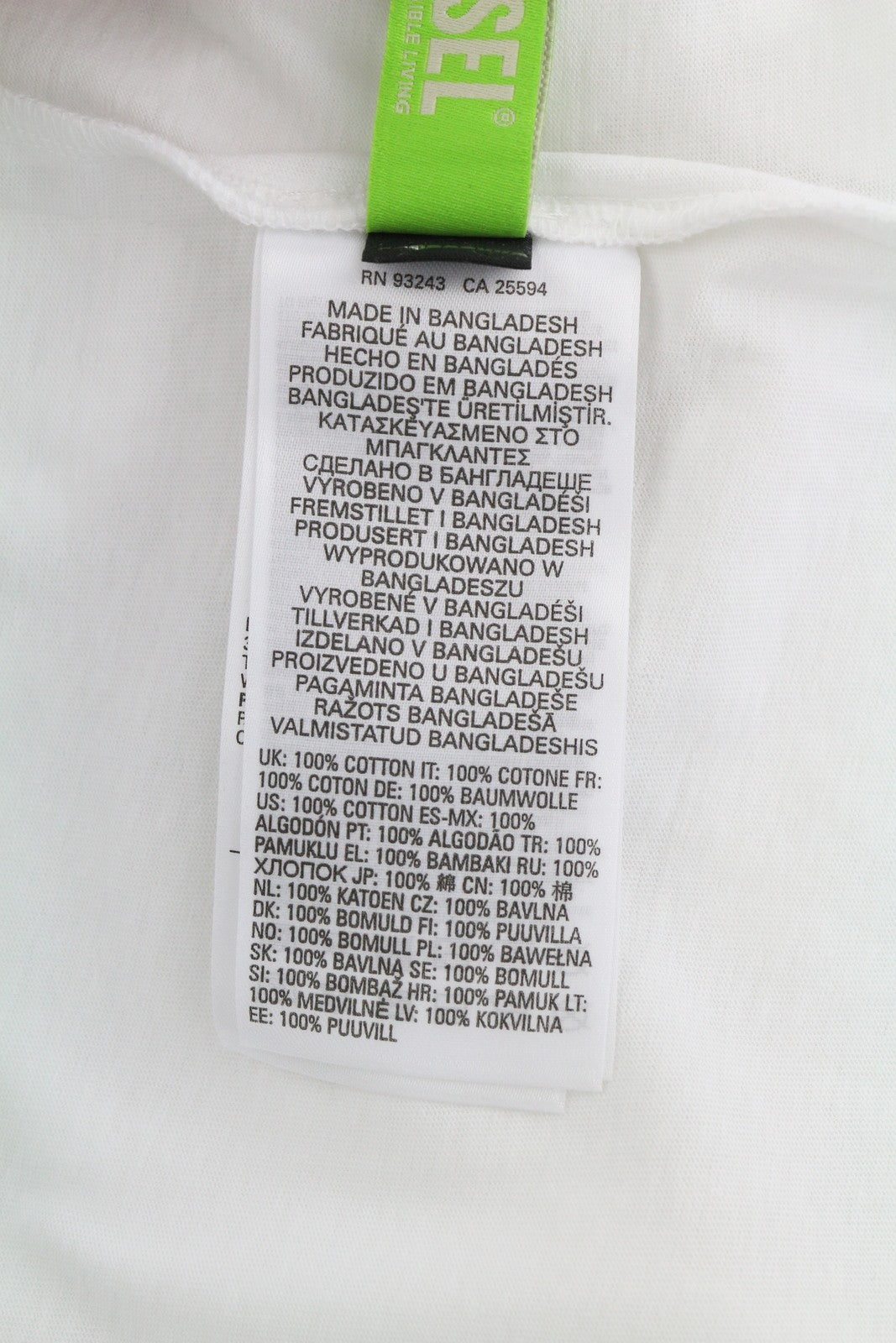 DIESEL T-Diegos-LS-K27 vyriški marškinėliai su ilgomis rankovėmis, 2XL dydžio, balti, apvalios iškirptės, trikotažo logotipu. 