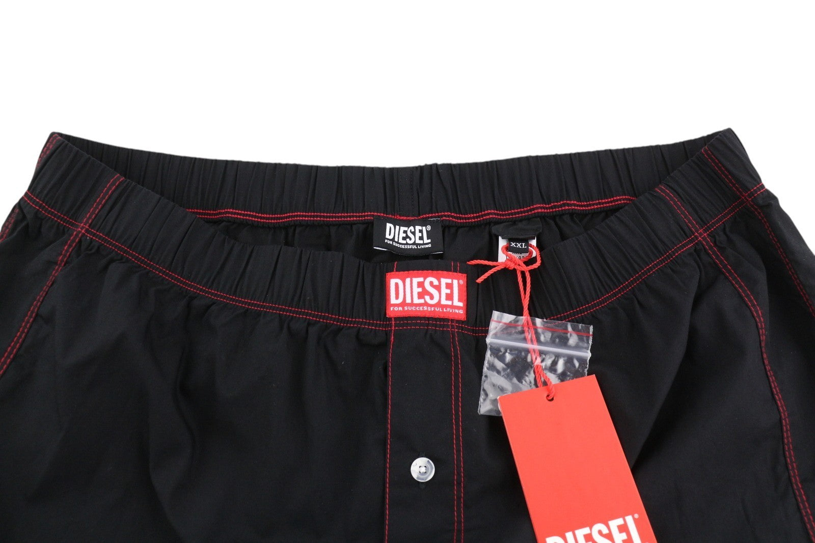 DIESEL Uubx-Stark vyriški apatiniai, 2XL dydžio, su elastingu juosmeniu, logotipu, juodi visiems metų laikams. 