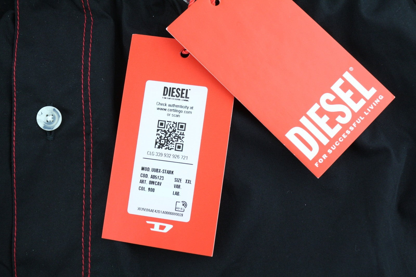 DIESEL Uubx-Stark vyriški apatiniai, 2XL dydžio, su elastingu juosmeniu, logotipu, juodi visiems metų laikams. 