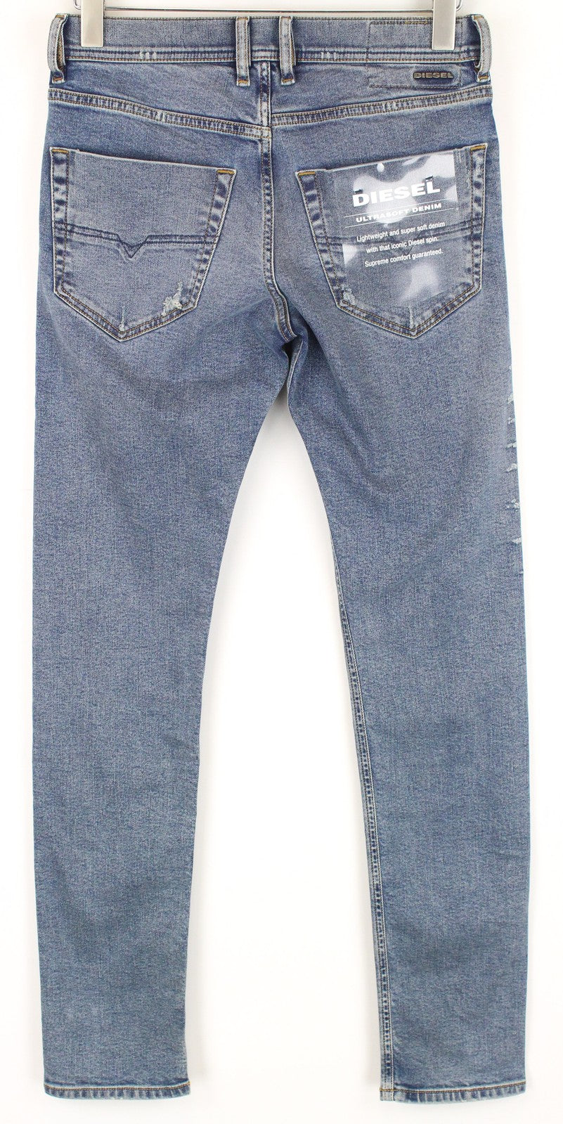 DIESEL Tepphar 080AC vyriški džinsai W27/L32 Slim Carrot Fit mėlyni, dirbtinio tamprumo. 