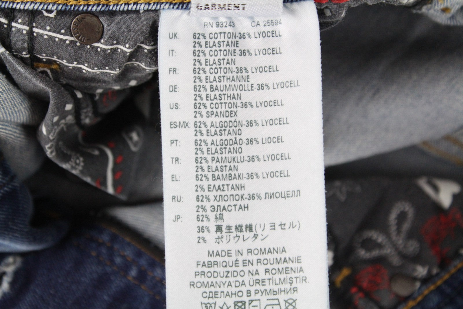 DIESEL Tepphar 080AC vyriški džinsai W27/L32 Slim Carrot Fit mėlyni, dirbtinio tamprumo. 