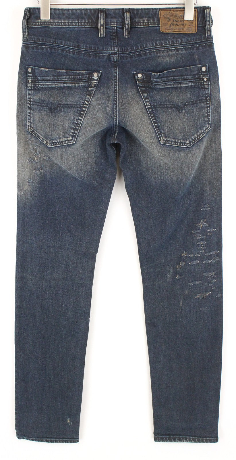 DIESEL Krayver R48XU vyriški džinsai W28/L32 Slim Carrot Fit medvilniniai sendinto mėlyno skalbimo džinsai 