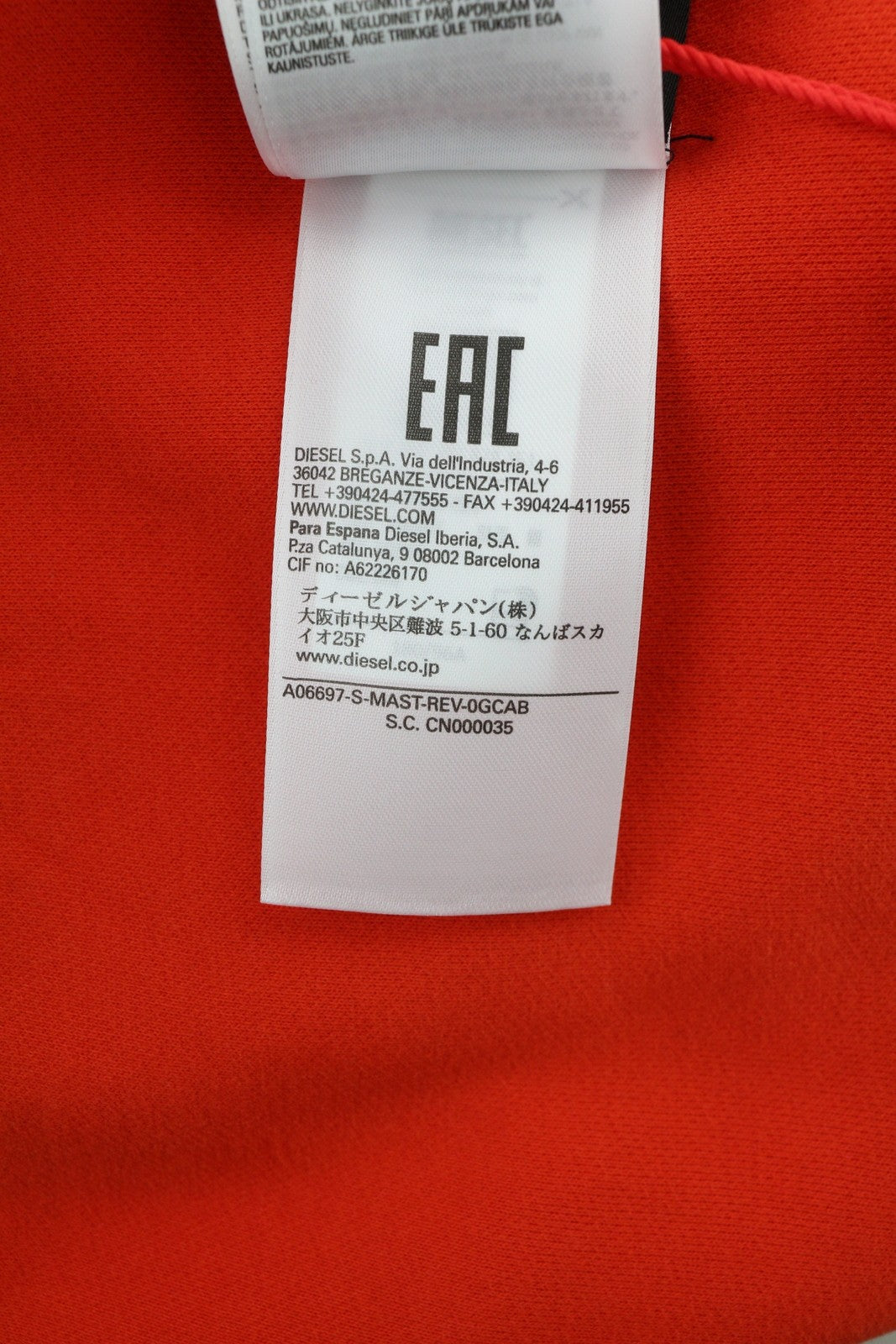 DIESEL S-Mast-Rev vyriškas džemperis M, oranžinis, megztinis su apvalia kaklu, pūkuotas, RRP195