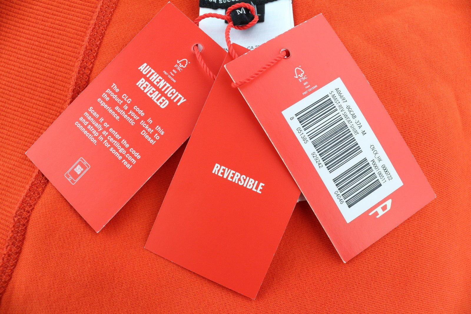 DIESEL S-Mast-Rev vyriškas džemperis M, oranžinis, megztinis su apvalia kaklu, pūkuotas, RRP195