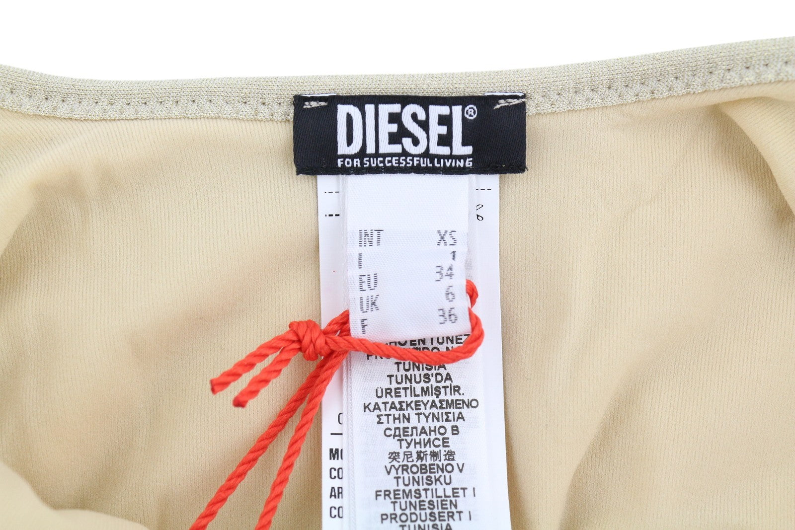 DIESEL Bfsw-Gretel moteriškas maudymosi kostiumėlis XS, vientisas, RRP 110 €, tamprus, blizgučiais gelsvas 