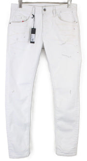 DIESEL Thommer 69DX Men Jeans W32/L34 Slim Skinny Ivory Aged Cotton Stretch Fit