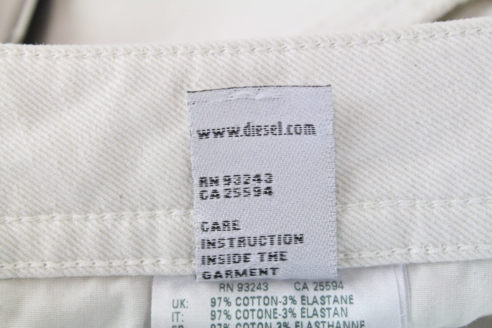 DIESEL Thommer 69DX Men Jeans W32/L34 Slim Skinny Ivory Aged Cotton Stretch Fit