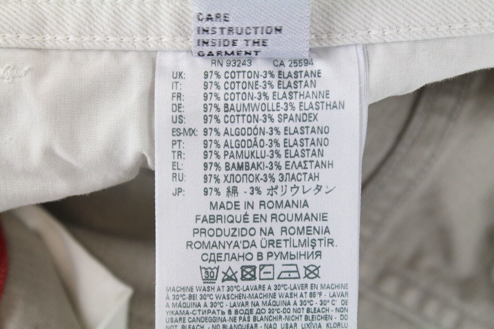 DIESEL Thommer 69DX Men Jeans W32/L34 Slim Skinny Ivory Aged Cotton Stretch Fit