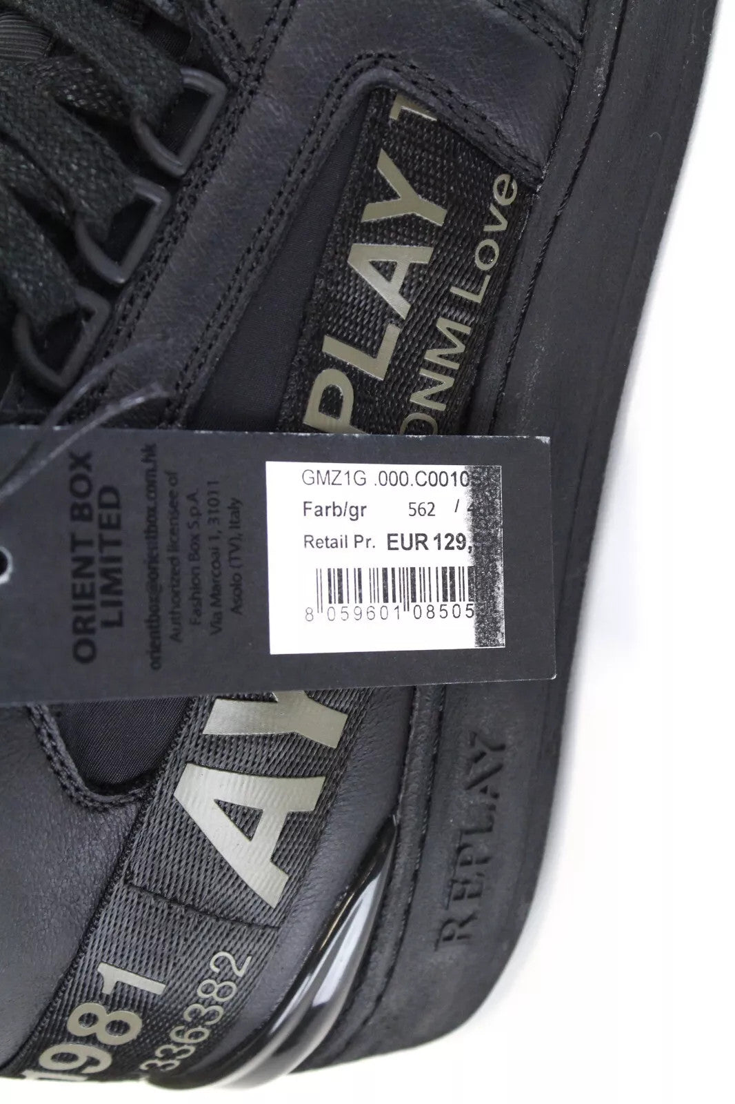 REPLAY Alliot juodi aukštakulniai EU46 logotipo vyriški laisvalaikio sportbačiai su nėriniuotais raštais 