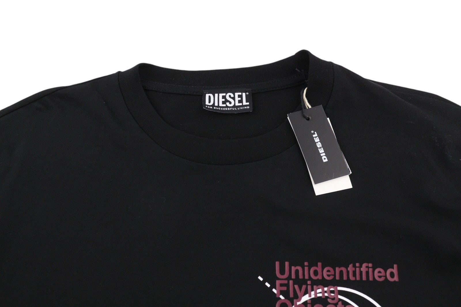 DIESEL T-Just-LS-B52 Men T-Shirt M Black Crew Neck Long Sleeved Tricot