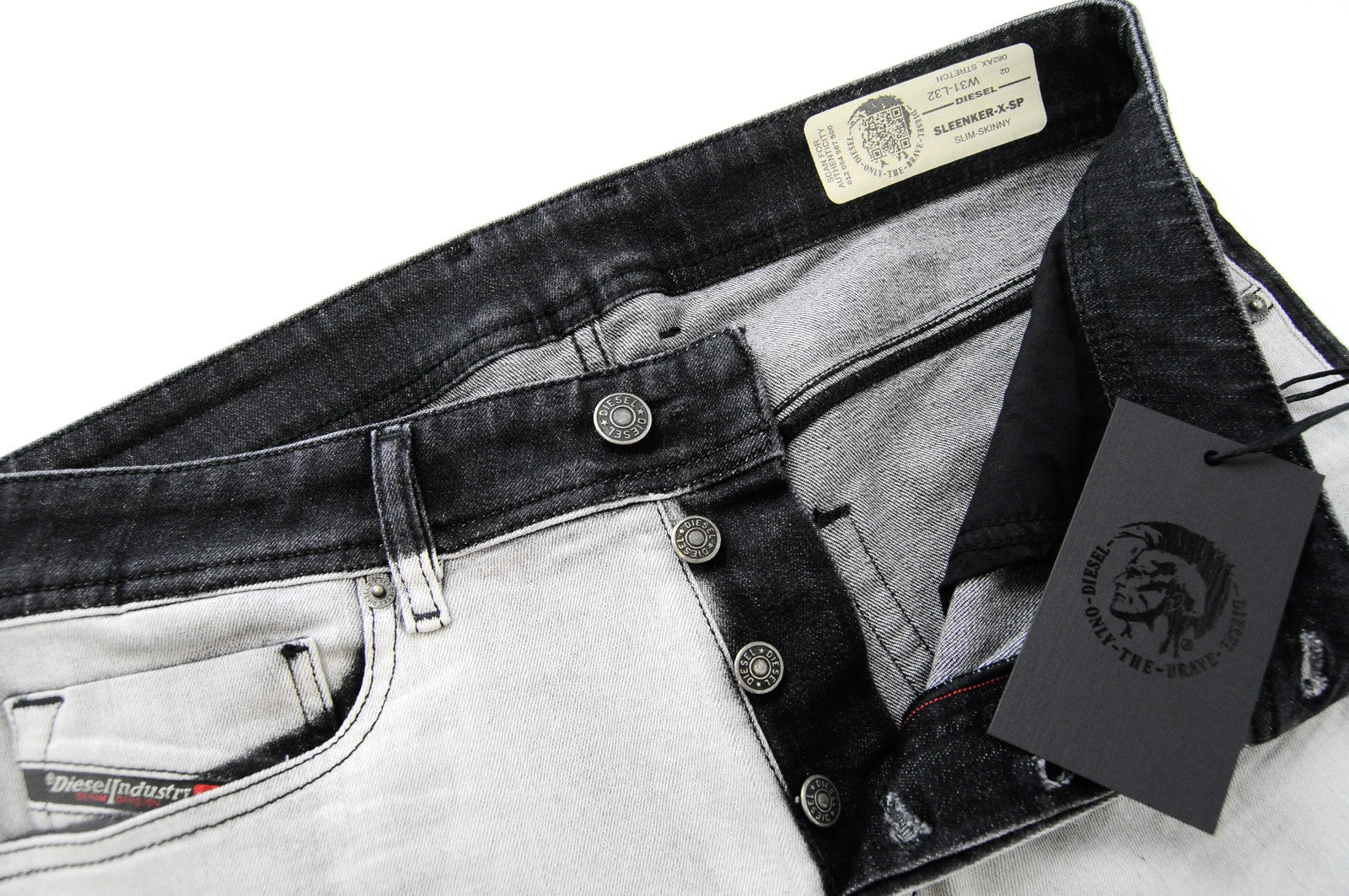 DIESEL Sleenker-X-SP 082AX vyriški džinsai W31 L32 Slim Skinny pilki medvilniniai tamprūs džinsai 