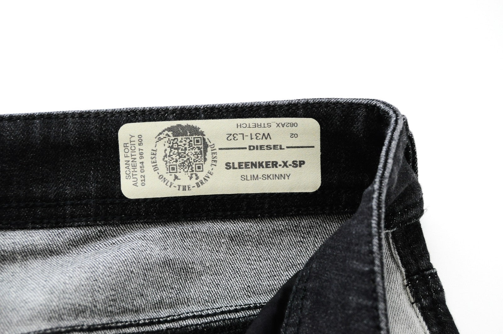 DIESEL Sleenker-X-SP 082AX vyriški džinsai W31 L32 Slim Skinny pilki medvilniniai tamprūs džinsai 