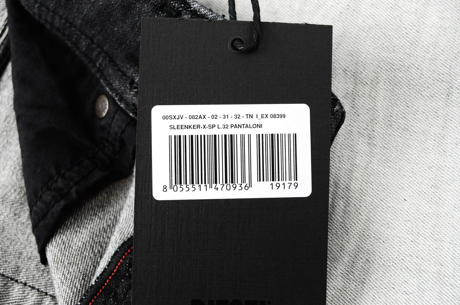 DIESEL Sleenker-X-SP 082AX vyriški džinsai W31 L32 Slim Skinny pilki medvilniniai tamprūs džinsai 