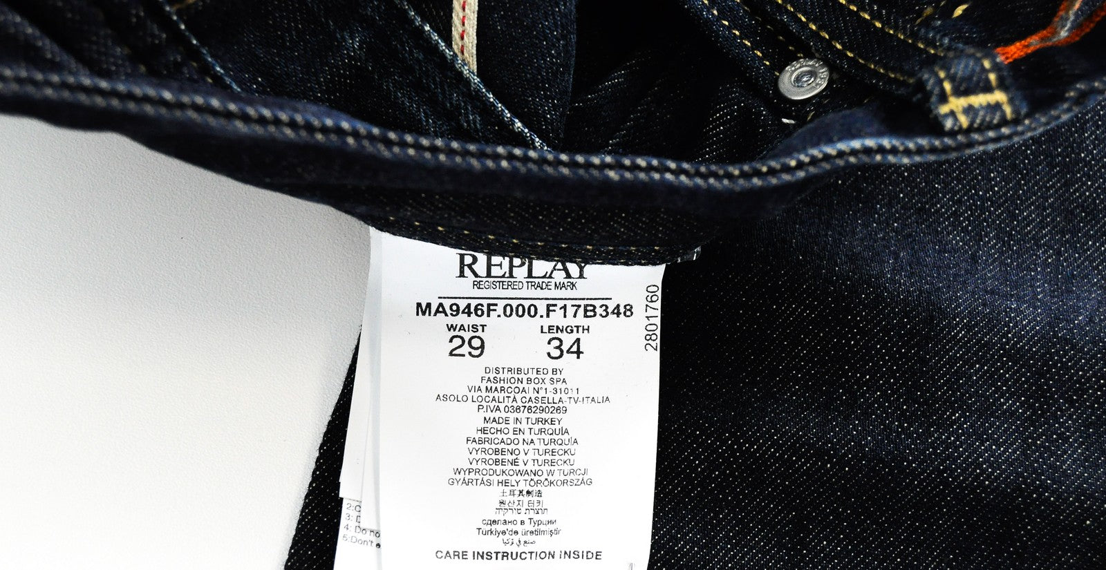 REPLAY Ronas vyriški džinsai W29/L34 Slim Fit skalbtos tamsiai mėlynos medvilnės tamprūs džinsai 