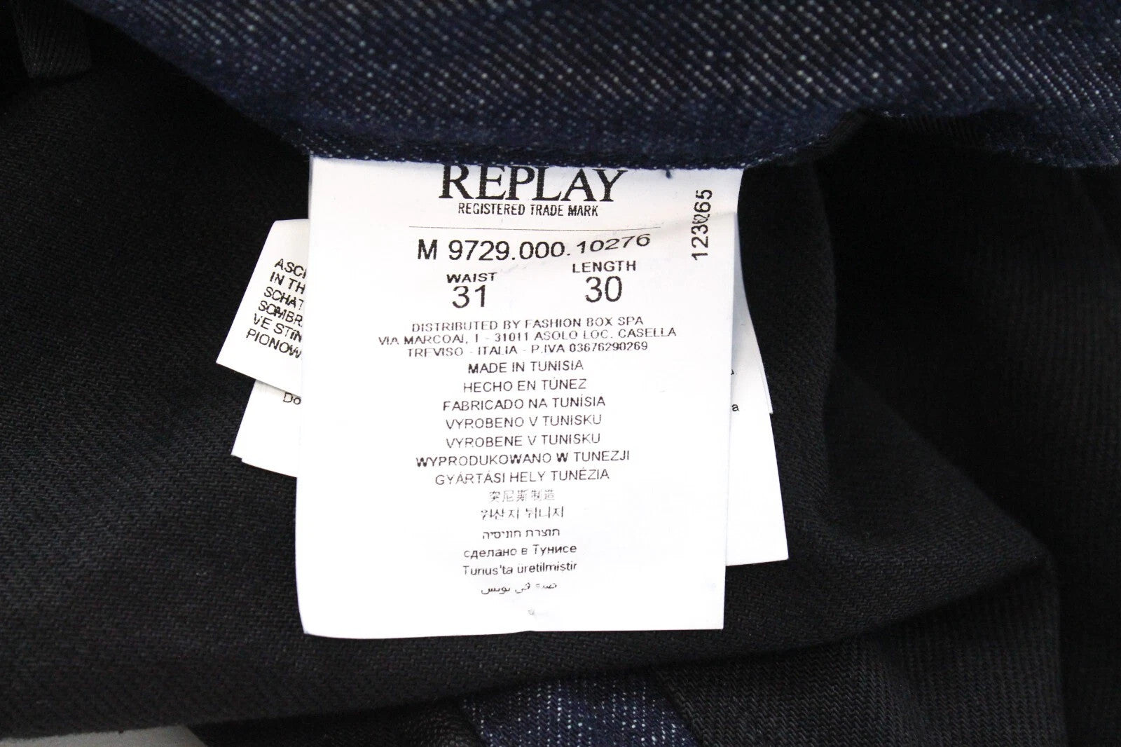 REPLAY Atelier vyriški W31/L30 juodi mėlyni ploni džinsiniai laisvalaikio džinsai su kišenėmis 