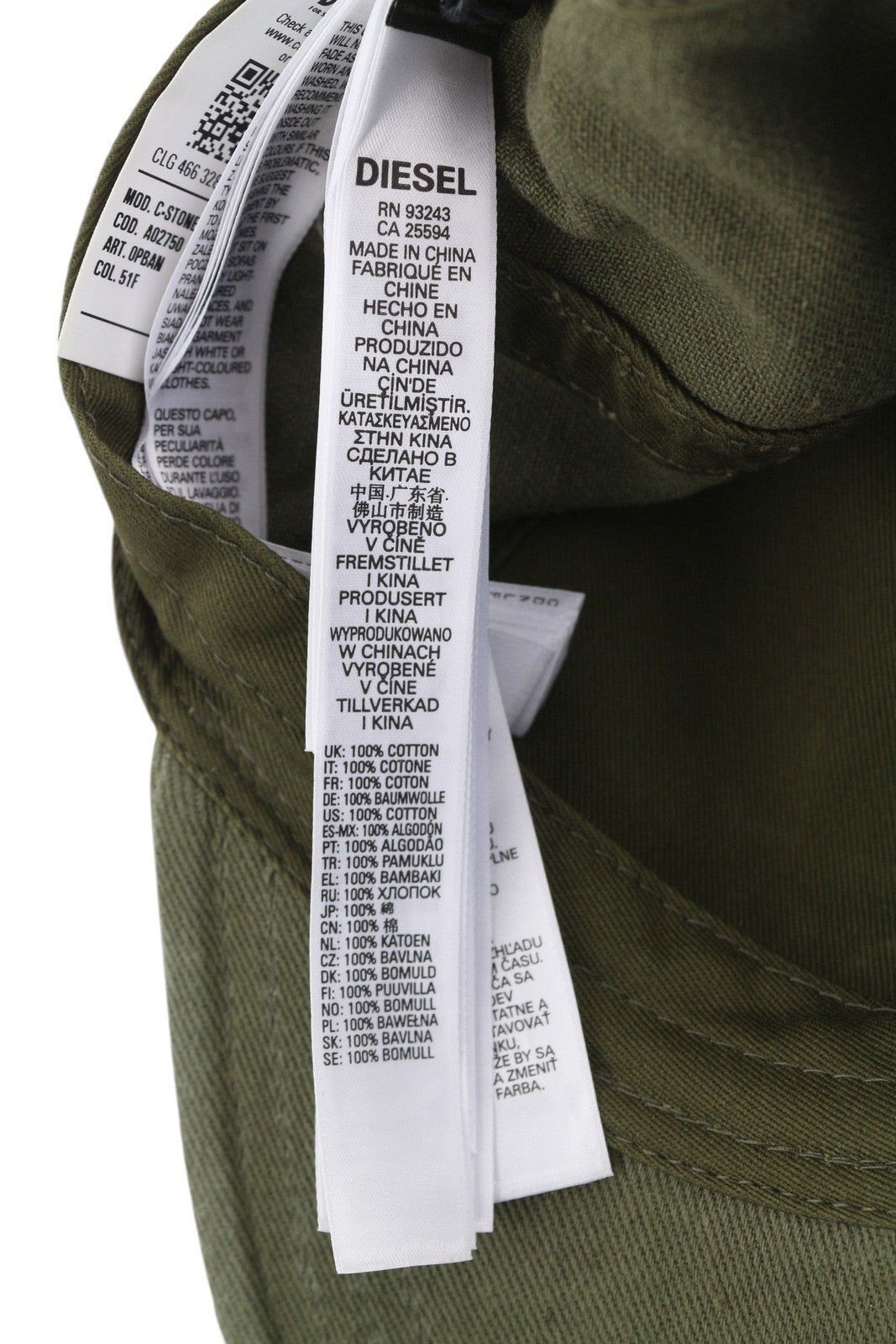 DIESEL C-Stone vyriška beisbolo kepurė su D-Rill Usion siuvinėta žalia medvilnė 