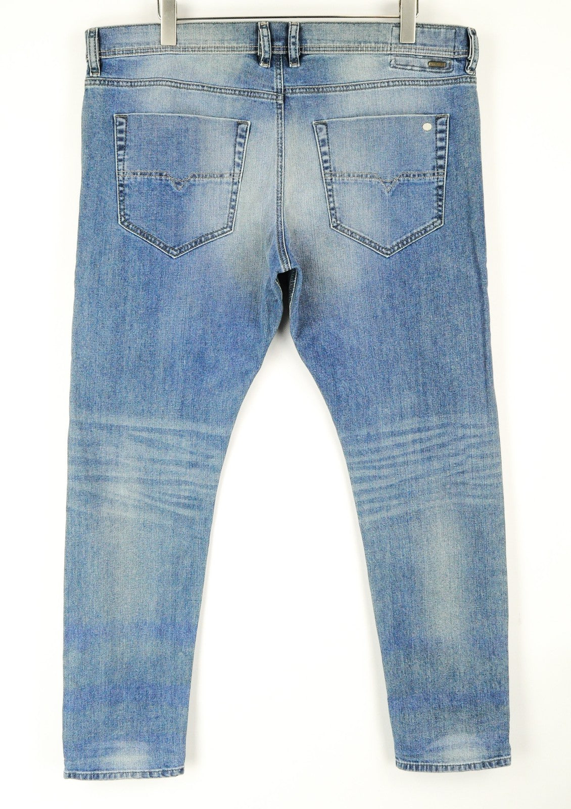 DIESEL Tepphar 0842H vyriški džinsai W40/L32 Slim Carrot Fit mėlyni medvilniniai skalbti džinsai 