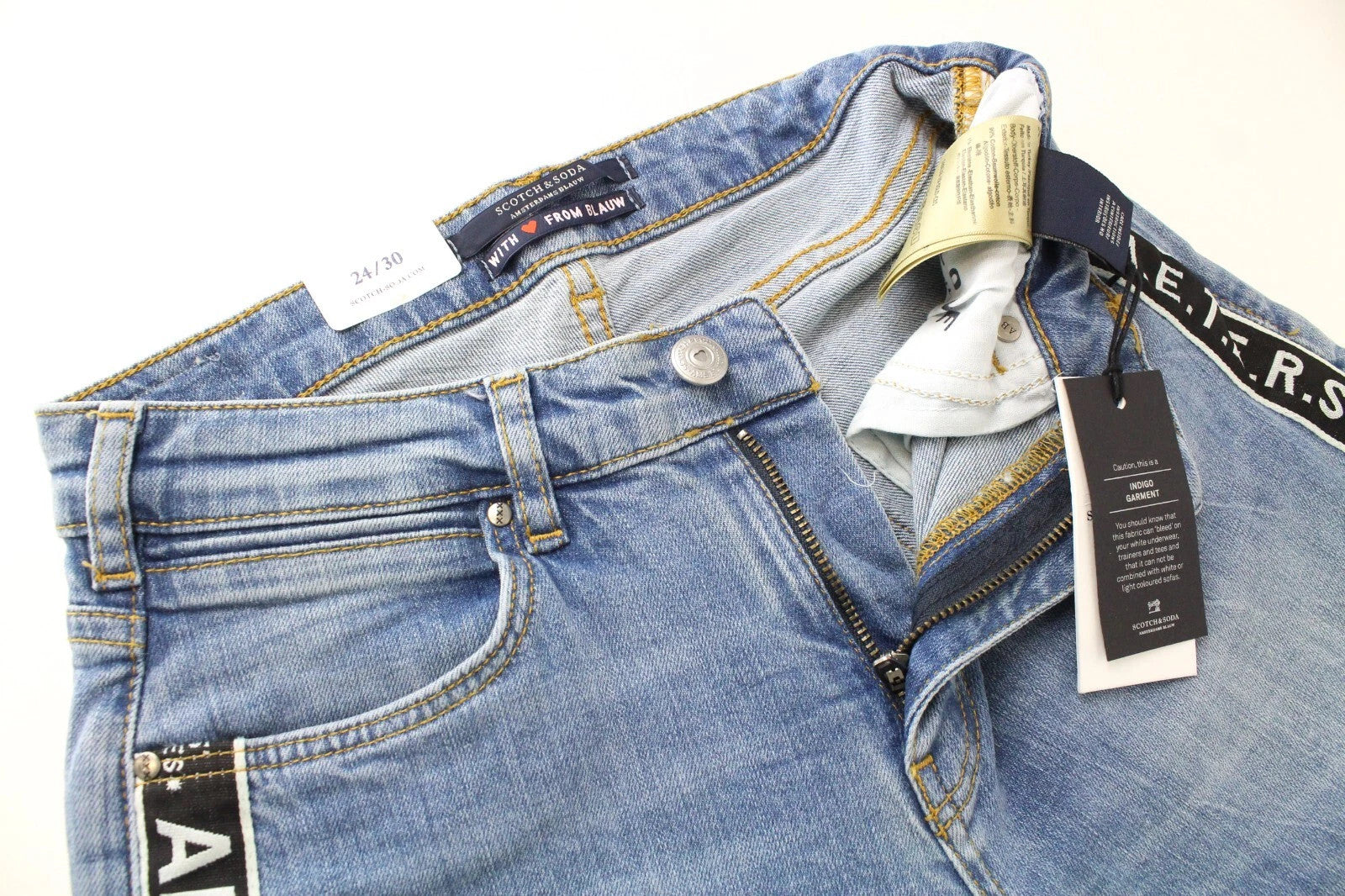 SCOTCH &amp; SODA Petit Ami W24/L30 Slim Fit moteriški tamprūs mėlyni džinsai 