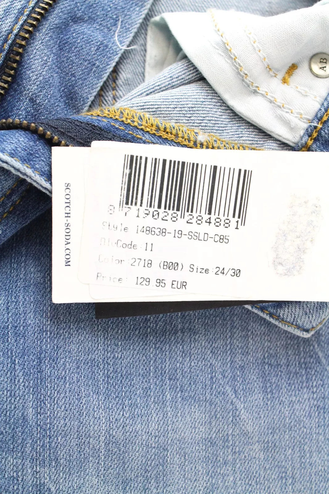 SCOTCH &amp; SODA Petit Ami W24/L30 Slim Fit moteriški tamprūs mėlyni džinsai 