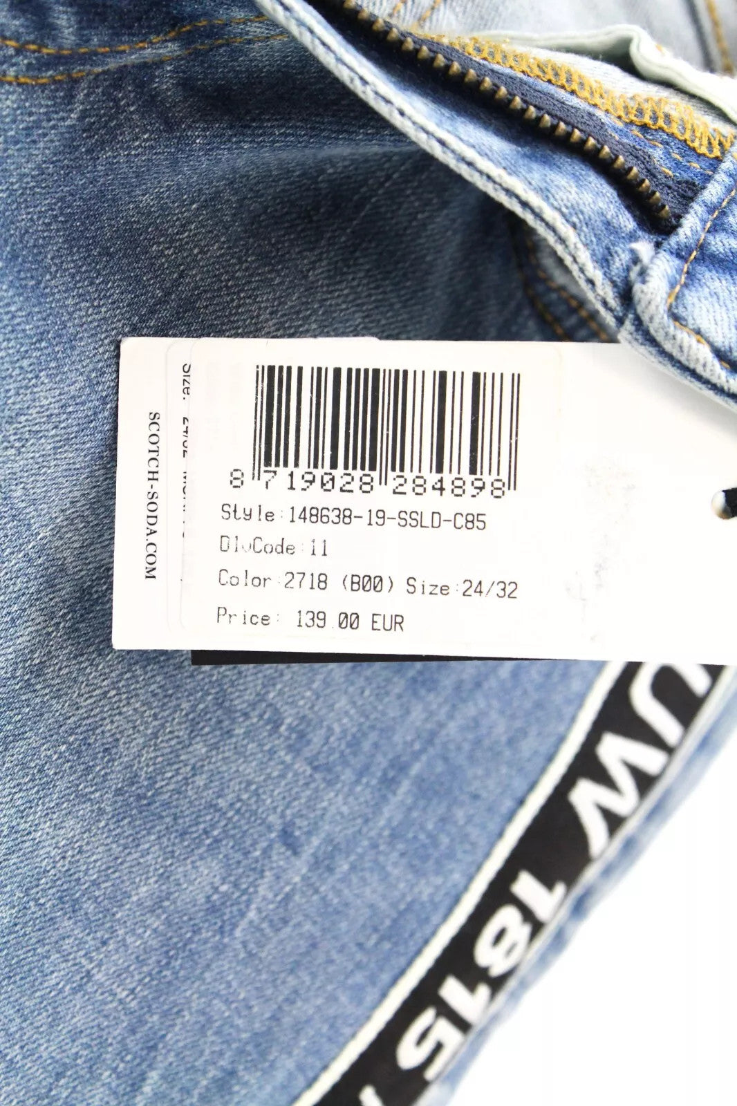 SCOTCH &amp; SODA Petit Ami W24/L32 moteriškos „Boyfriend“ plonos mėlynos tamprios džinsinės kelnės 