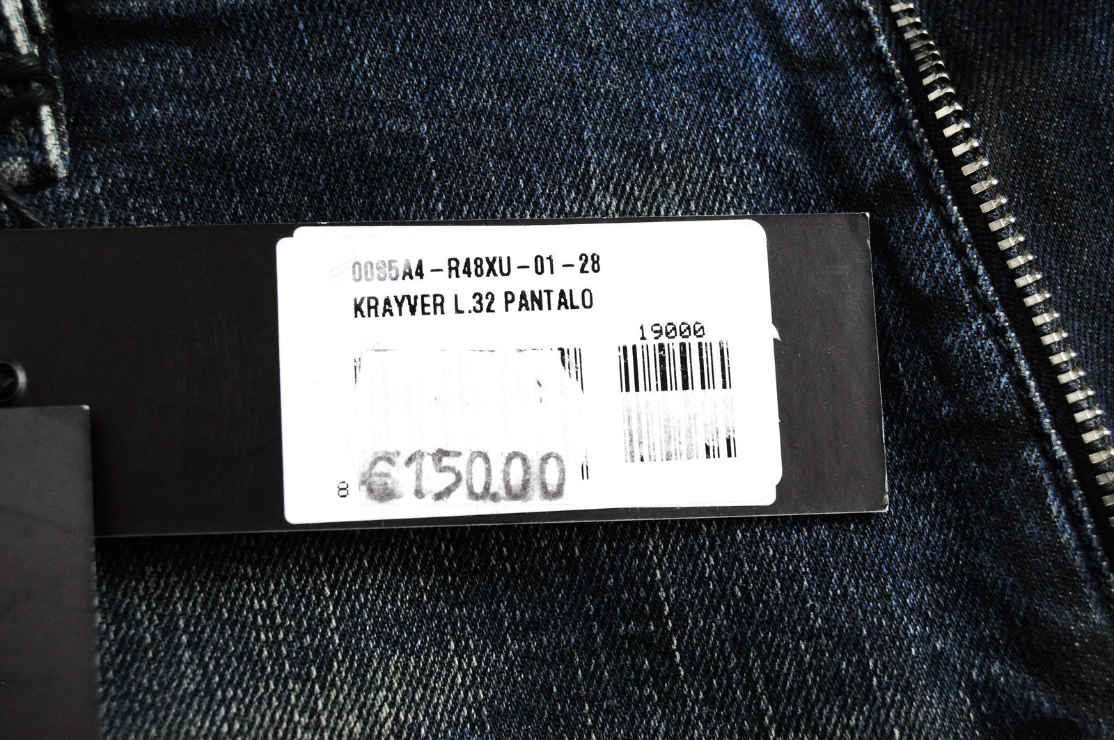 DIESEL Krayver R48XU vyriški džinsai W28/L32 Slim Carrot Fit medvilniniai tamprūs džinsai, mėlyni, skalbti 