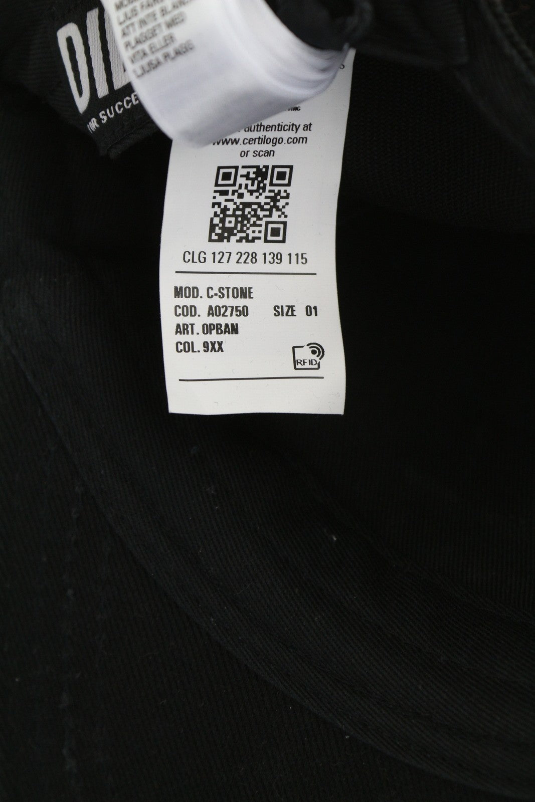 DIESEL C-Stone Men Cap 1 Baseball D-Rill Usion Embroidered Black Cotton RRP€70