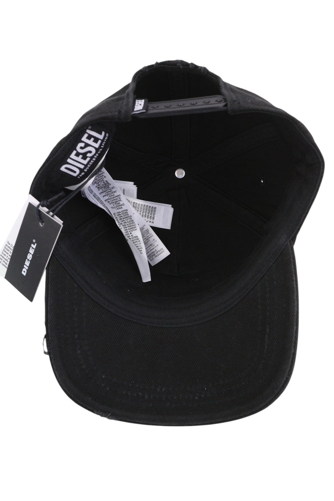 DIESEL C-Stone Men Cap 1 Baseball D-Rill Usion Embroidered Black Cotton RRP€70