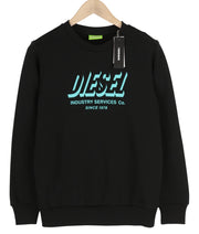 DIESEL S-Girk-A74 vyriškas džemperis XS, juodas, megztinis apvalia kaklo iškirpte, priekyje be pamušalo. 