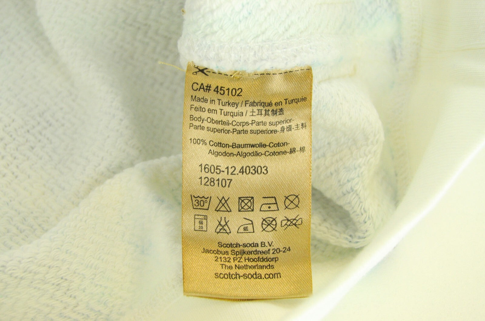 SCOTCH &amp; SODA Ams Blauw vyriškas džemperis M mėlynos spalvos medvilninis ilgomis rankovėmis raštuotas 