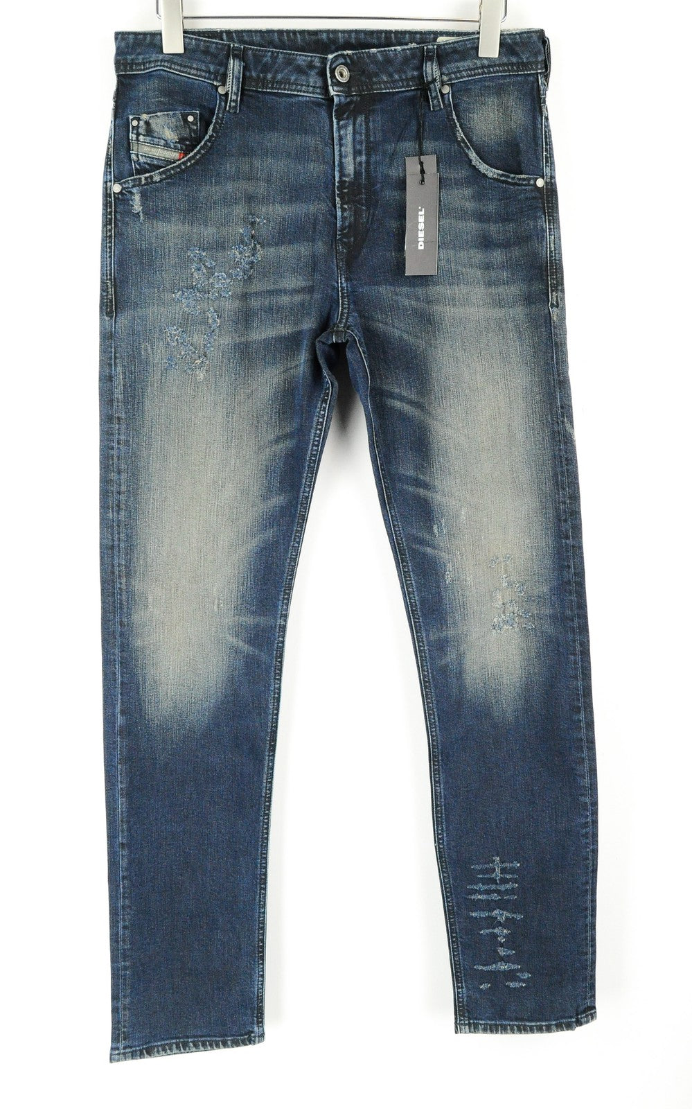DIESEL Krayver R48XU vyriški džinsai W31/L32 Slim Carrot Fit mėlyni medvilniniai tamprūs džinsai skalbimui 