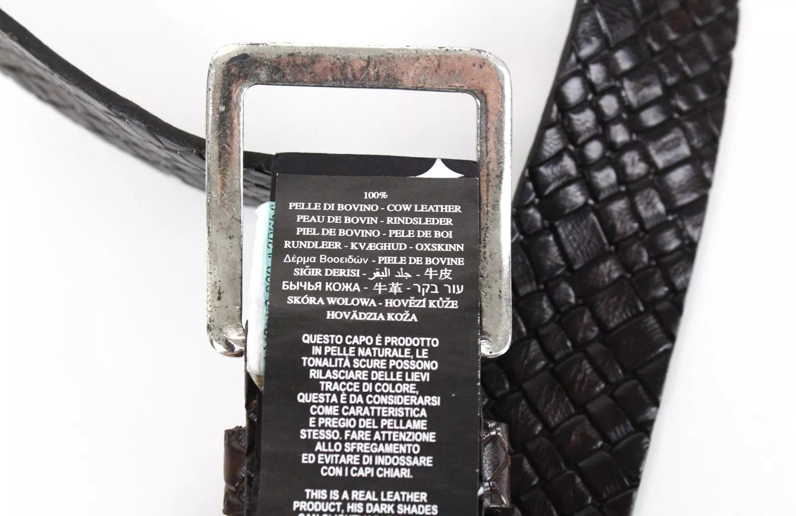 REPLAY rudas raštuotas karvės odos diržas, 85 cm, vyriškas su sagtimi 