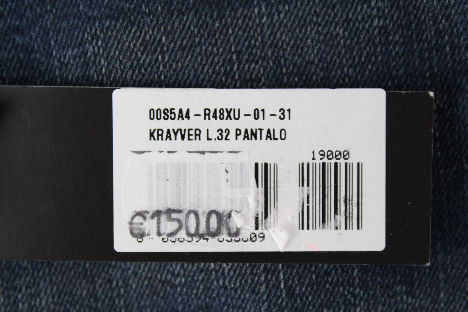 DIESEL Krayver R48XU vyriški džinsai W31/L32 Slim Carrot rašto plėšyti mėlyni medvilniniai 