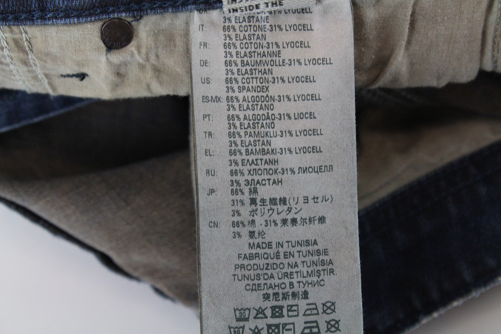 DIESEL Krayver R48XU vyriški džinsai W31/L32 Slim Carrot rašto plėšyti mėlyni medvilniniai 