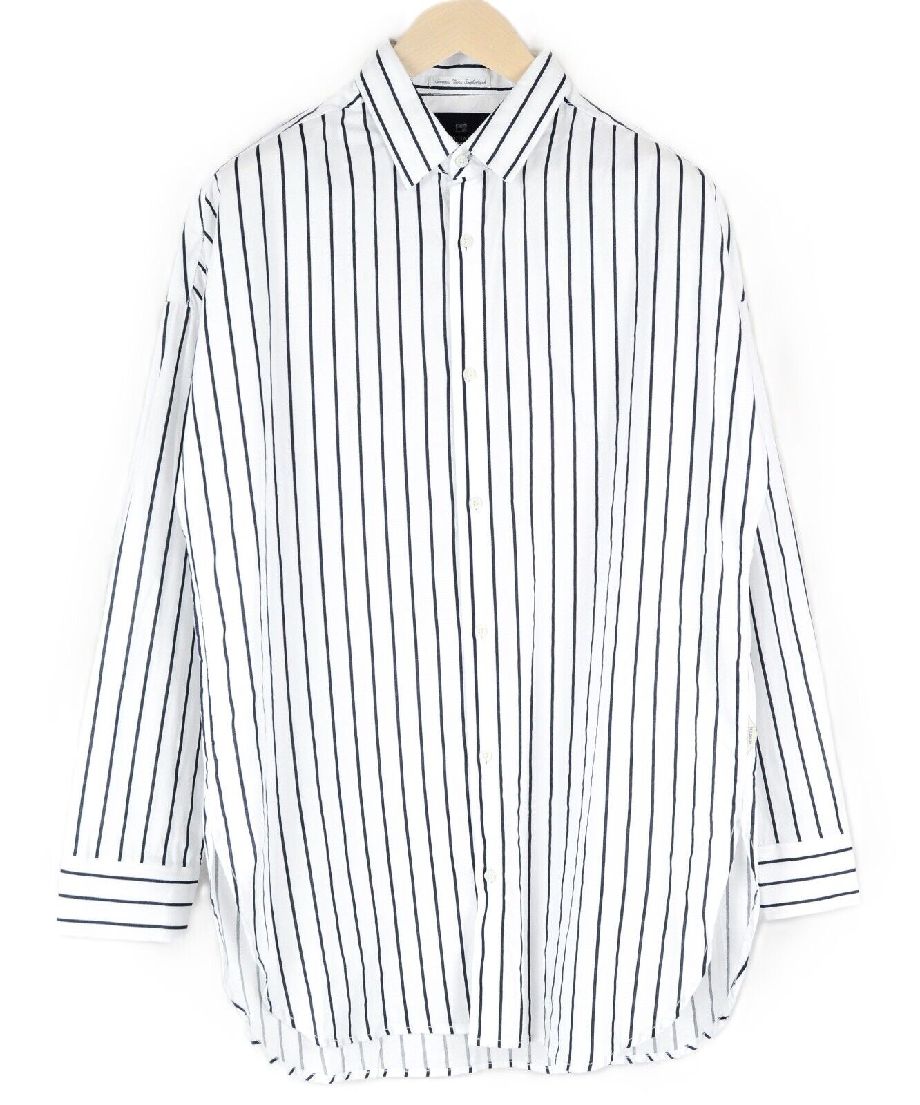 SCOTCH & SODA Ams Couture Men Shirt M White Cotton Striped Long Fit Patterned