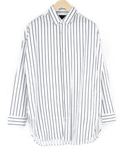 SCOTCH & SODA Ams Couture Men Shirt M White Cotton Striped Long Fit Patterned