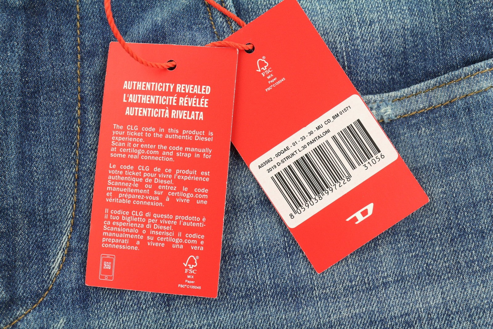 DIESEL 2019 D-Strukt 0DQAE vyriški džinsai W33/L30 Slim Fade Effect Denim, rekomenduojama kaina 175 € 