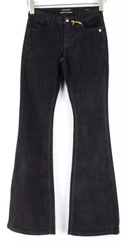 MAISON SCOTCH Joni Women's Trousers W25 Dark Grey Stretch Corduroy Flared