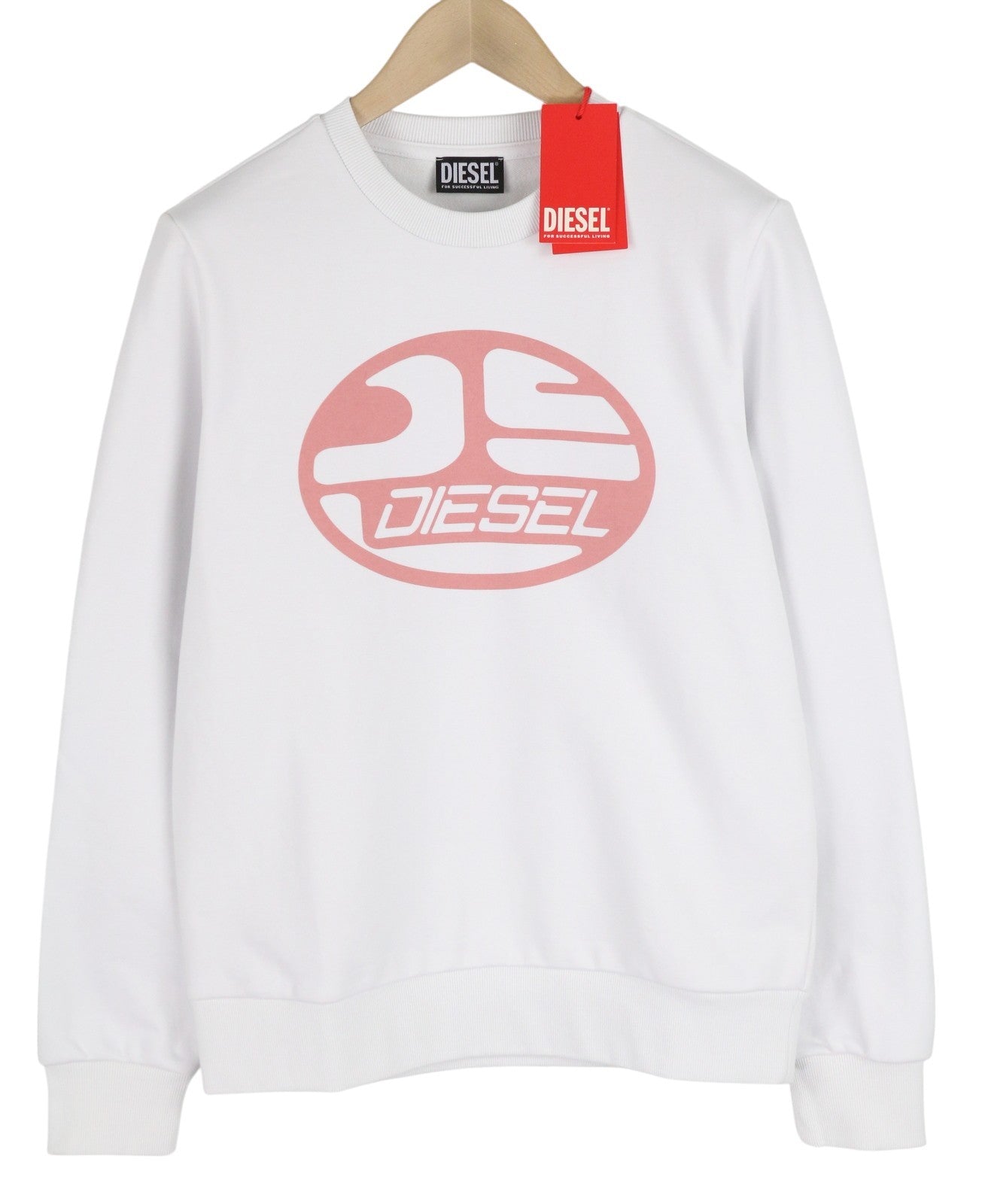 DIESEL S-Ginn-K26 vyriškas džemperis su apvalia kaklo iškirpte, baltas, S dydžio, su priekine kaina – 110 € 