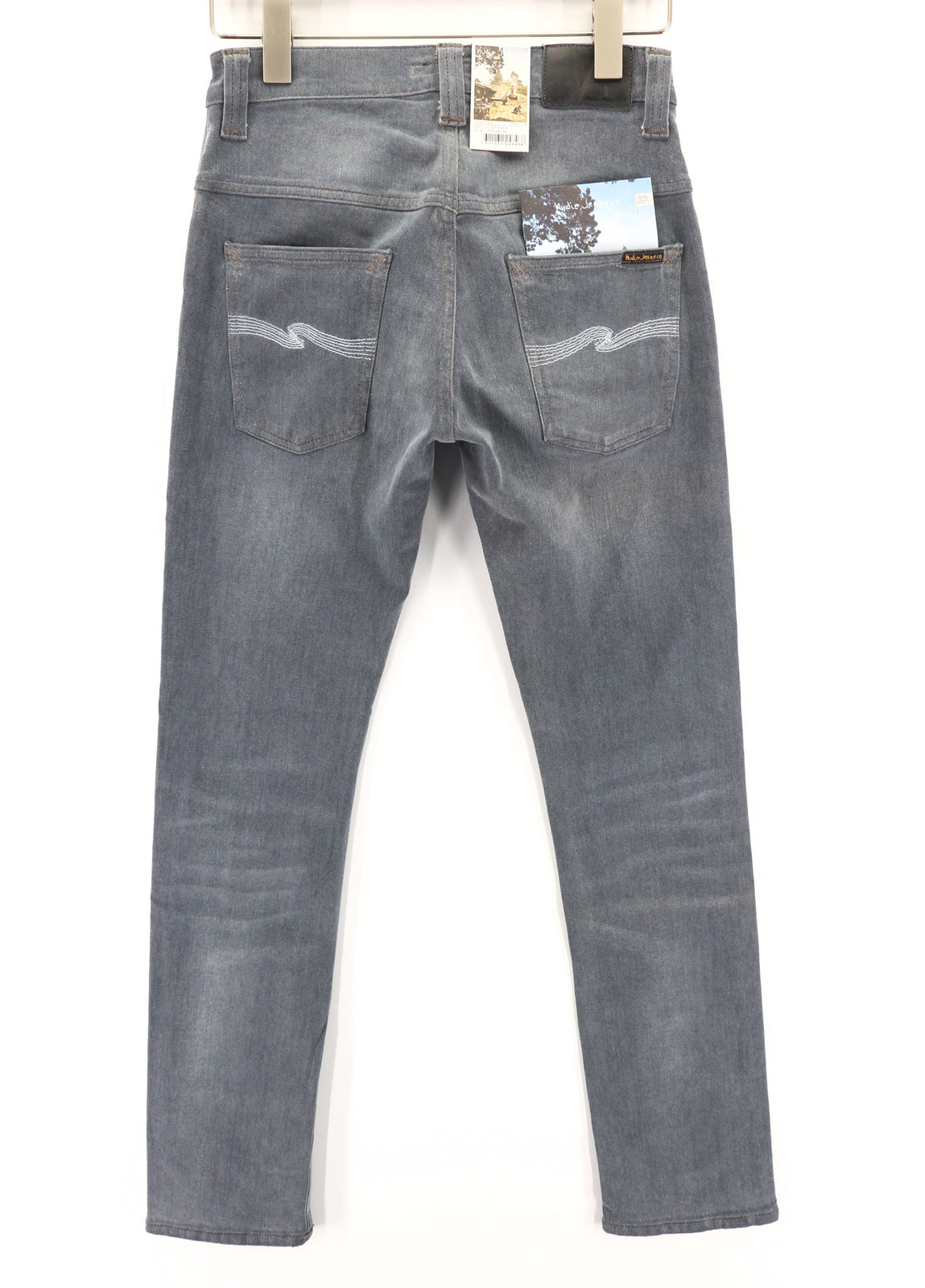 NUDIE JEANS Thin Finn Men Jeans W28/L32 Slim Fit Grey Cotton Stretch Washed