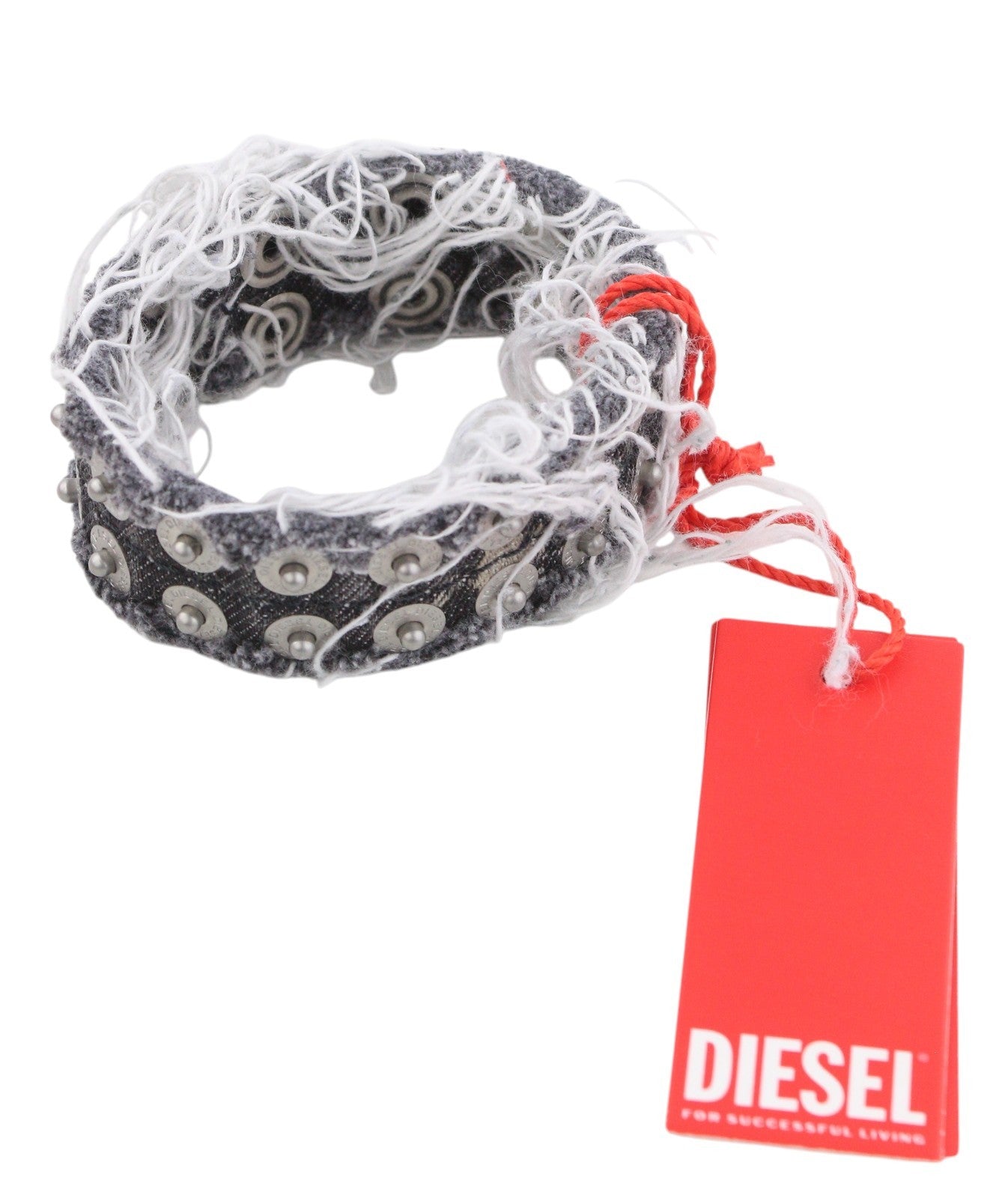 DIESEL A-Vets C moteriška apyrankė OS juoda džinsinio audinio siūlai sidabro atspalvis RRP 90 € 