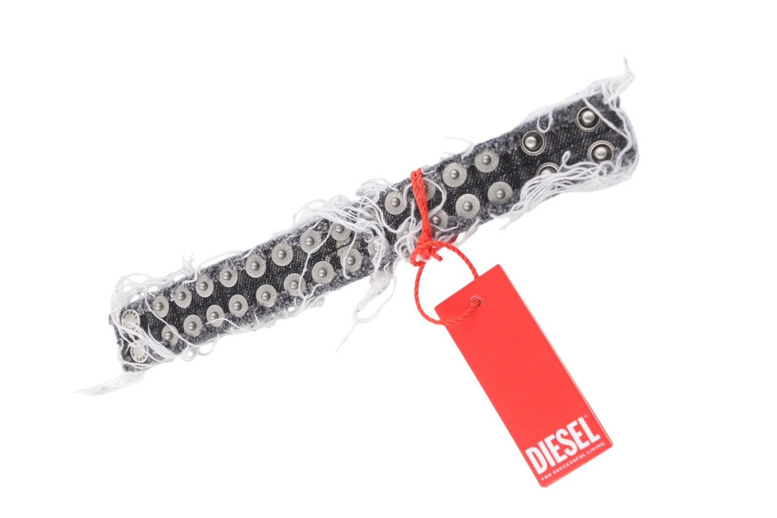 DIESEL A-Vets C moteriška apyrankė OS juoda džinsinio audinio siūlai sidabro atspalvis RRP 90 € 